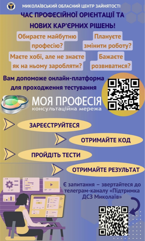 Тестування на онлайн-платформі "МОЯ ПРОФЕСІЯ"!