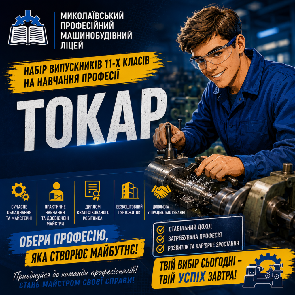 Професія ТОКАР для випускників 11-х класів